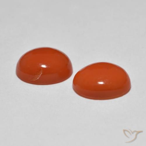 Gemas de Ágata Naranja intenso natural de 3.45 ct, Ovalada, Transparente