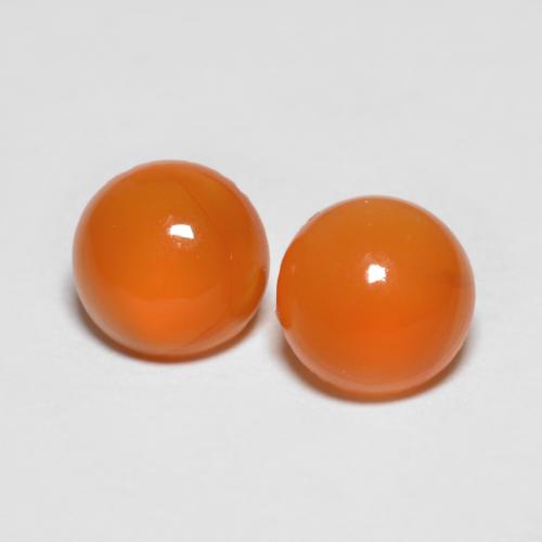 Gemas de ágata naranja natural de 1,51 ct, corte redondo, transparente