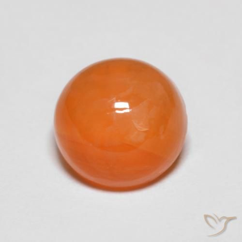 Ágata naranja natural de 1,39 ct, corte redondo, translúcido