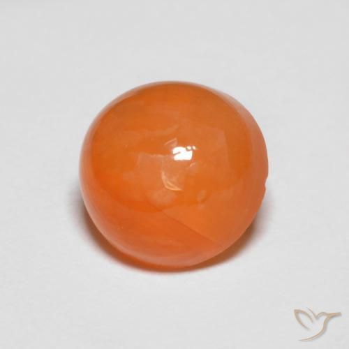 Ágata naranja natural de 1,39 ct, corte redondo, translúcido