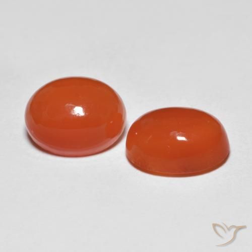 Gemas de Ágata Rojo medio natural de 2.41 ct, Ovalada, Transparente
