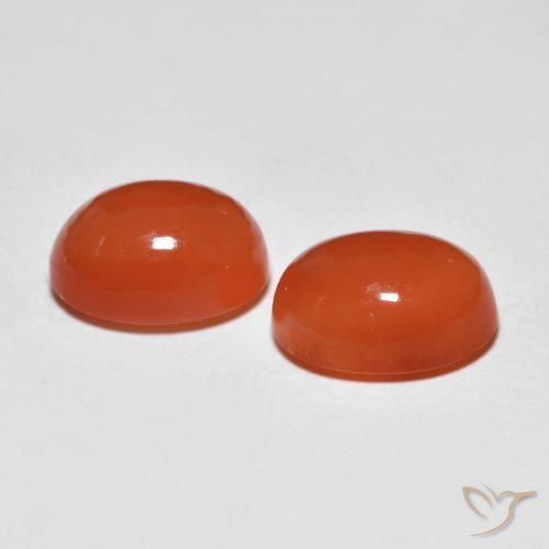 Gemas de Ágata Rojo medio natural de 2.41 ct, Ovalada, Transparente