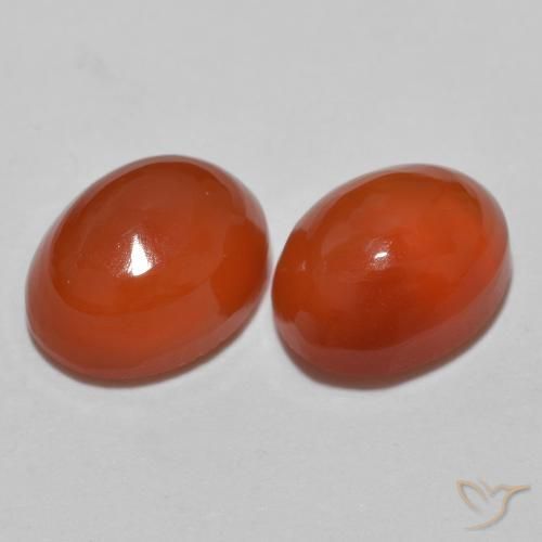 Gemas de Ágata Naranja medio natural de 2.67 ct, Corte Óvalo, Translúcido
