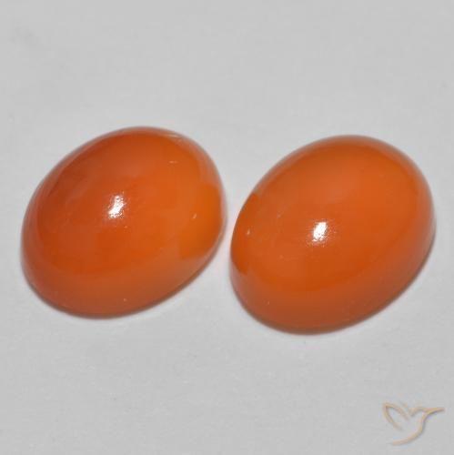 Gemas de Ágata Naranja medio natural de 2.51 ct, Ovalada, Translúcido