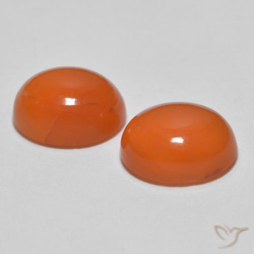 Gemas de Ágata Naranja medio natural de 2.51 ct, Ovalada, Translúcido