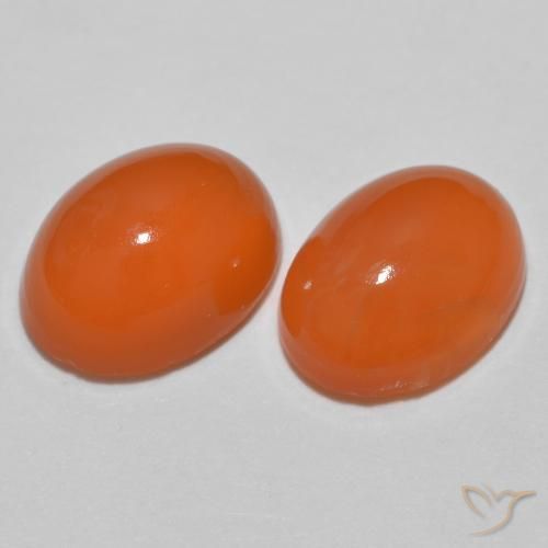 Gemas de Ágata Naranja fuego natural de 2.46 ct, Ovalada, Translúcido