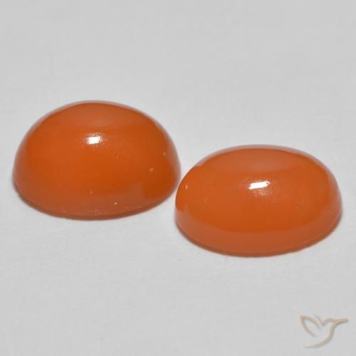 Gemas de Ágata Naranja fuego natural de 2.46 ct, Ovalada, Translúcido