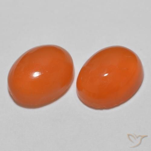 Gemas de Ágata Naranja medio natural de 2.28 ct, Ovalada, Translúcido