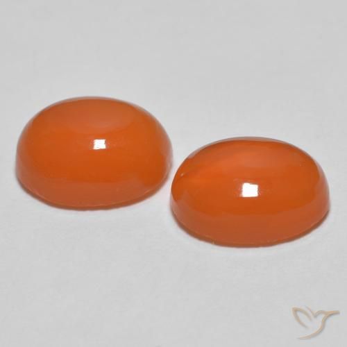 Gemas de Ágata Naranja medio natural de 2.28 ct, Ovalada, Translúcido
