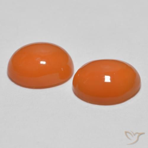 Gemas de Ágata Naranja claro natural de 2.58 ct, Ovalada, Translúcido