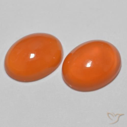 Gemas de Ágata Naranja medio natural de 2.05 ct, Ovalada, Translúcido