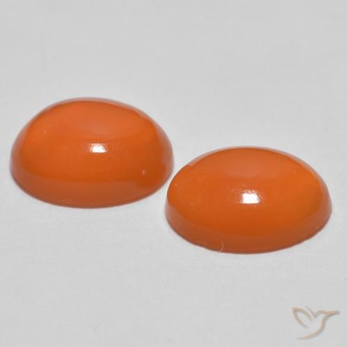 Gemas de Ágata Naranja medio natural de 2.05 ct, Ovalada, Translúcido