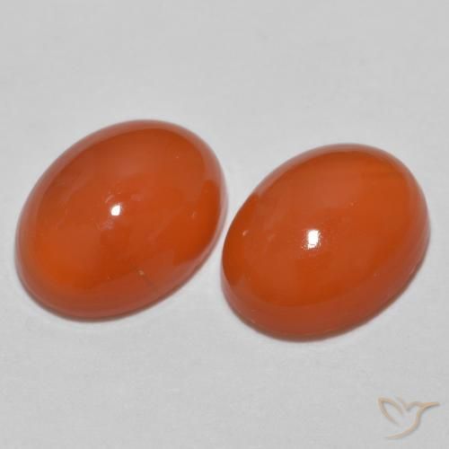 Gemas de Ágata Naranja medio natural de 2.30 ct, Ovalada, Translúcido