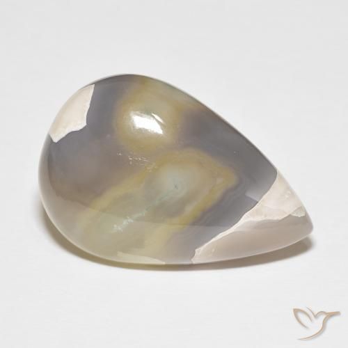 Ágata Blanco multicolor natural de 26.97 ct, En forma de pera, Opaco