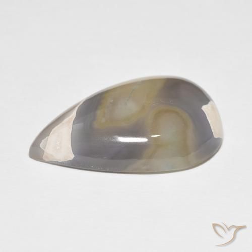 Ágata Blanco multicolor natural de 26.97 ct, En forma de pera, Opaco