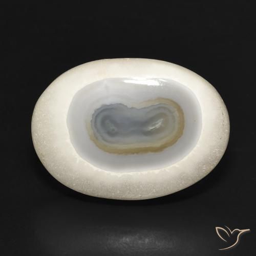 21.41ct Natural Blanco multicolor Ágata, Ovalada, Opaco, Photo A