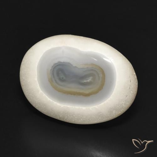 Ágata Blanco multicolor natural de 21.41 ct, Ovalada, Opaco