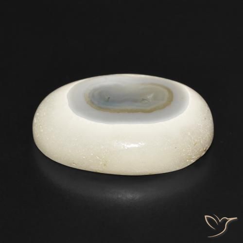 Ágata Blanco multicolor natural de 21.41 ct, Ovalada, Opaco