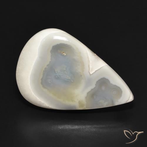 Ágata Blanco multicolor natural de 31.41 ct, En forma de pera, Opaco
