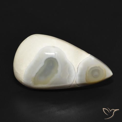 Ágata Blanco multicolor natural de 18.68 ct, En forma de pera, Opaco