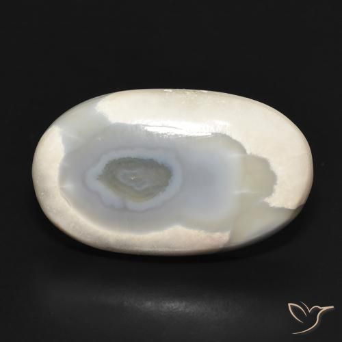 24.26ct Natural Blanco multicolor Ágata, Ovalada, Opaco