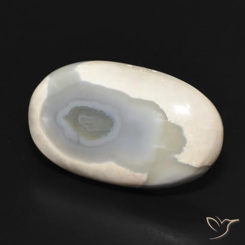 Ágata Blanco multicolor natural de 24.26 ct, Ovalada, Opaco