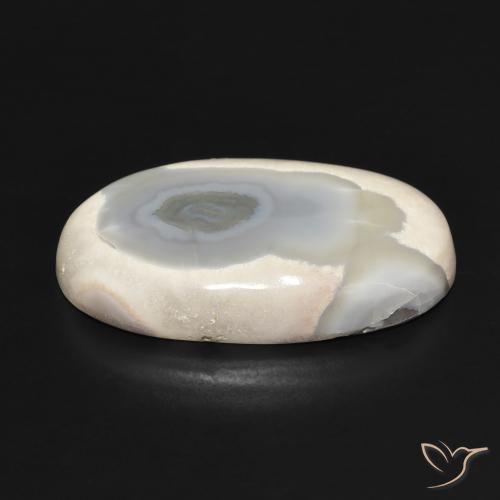 Ágata Blanco multicolor natural de 24.26 ct, Ovalada, Opaco