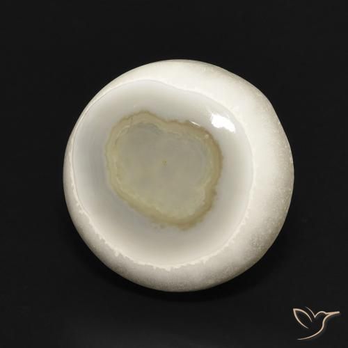 Ágata Blanco multicolor natural de 12.79 ct, Redondo, Opaco