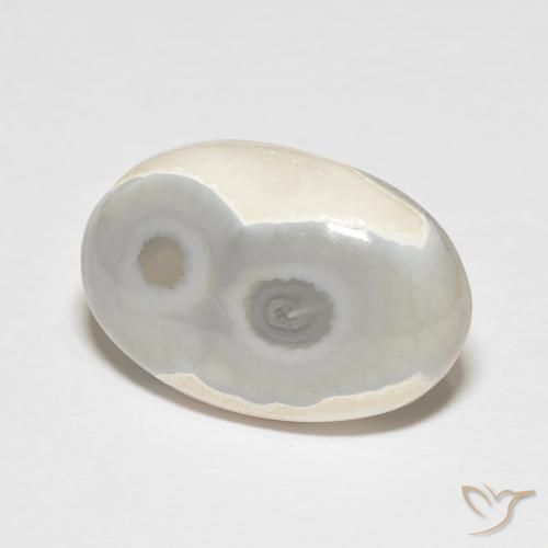 Ágata Blanco multicolor natural de 18.84 ct, Ovalada, Opaco