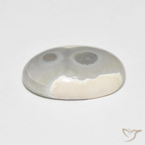 Ágata Blanco multicolor natural de 18.84 ct, Ovalada, Opaco