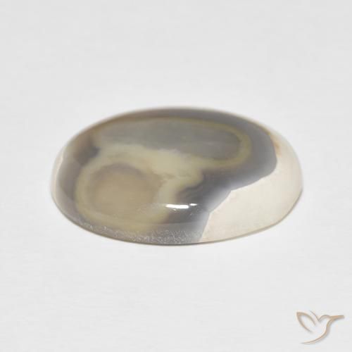 Ágata Blanco multicolor natural de 13.26 ct, Ovalada, Opaco