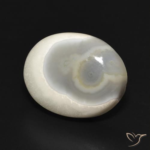 Ágata Blanco multicolor natural de 14.96 ct, Ovalada, Opaco