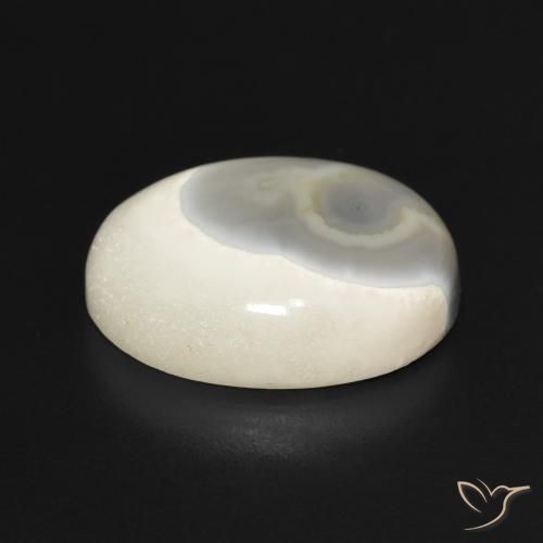 Ágata Blanco multicolor natural de 14.96 ct, Ovalada, Opaco