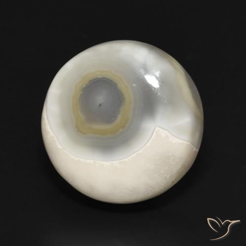 Ágata Blanco multicolor natural de 16.75 ct, Redondo, Opaco
