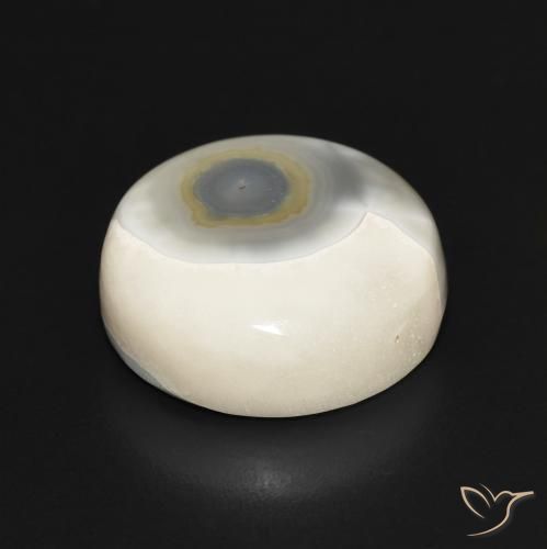 Ágata Blanco multicolor natural de 16.75 ct, Redondo, Opaco
