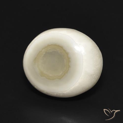 Ágata Blanco multicolor natural de 6.02 ct, Ovalada, Opaco