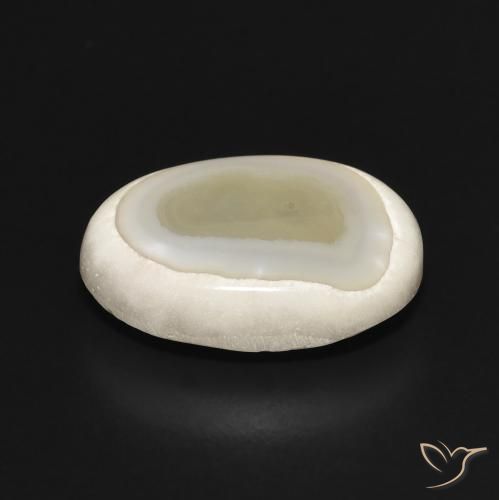 Ágata Blanco multicolor natural de 8.72 ct, Ovalada, Opaco