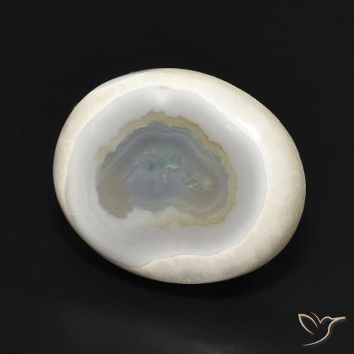 Ágata Blanco multicolor natural de 20.05 ct, Ovalada, Opaco