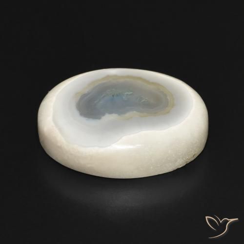 Ágata Blanco multicolor natural de 20.05 ct, Ovalada, Opaco