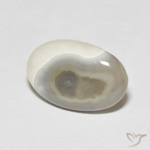 Ágata White Cream natural de 11.57 ct, Ovalada, Opaco