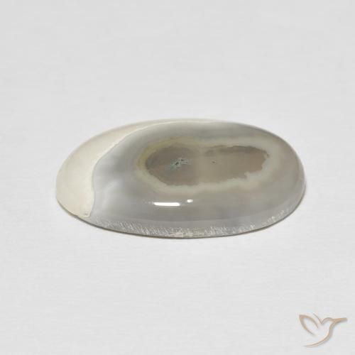 Ágata White Cream natural de 11.57 ct, Ovalada, Opaco