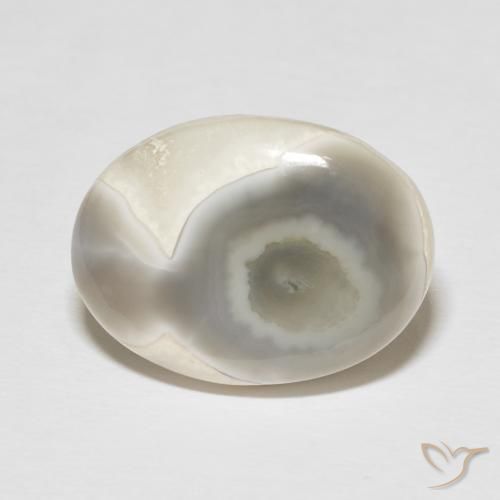 14.26ct Natural Blanco apagado Ágata, Ovalada, Opaco