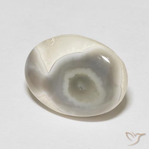 Ágata Blanco apagado natural de 14.26 ct, Ovalada, Opaco