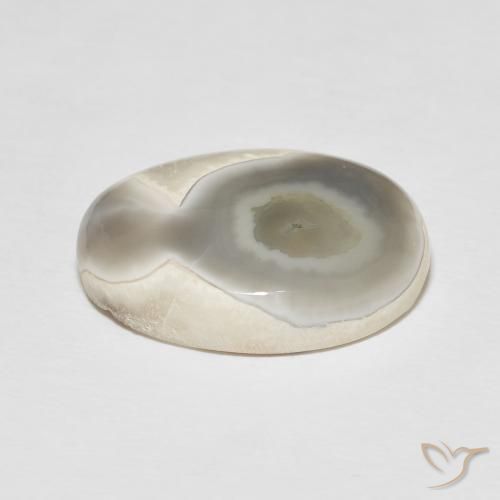 Ágata Blanco apagado natural de 14.26 ct, Ovalada, Opaco