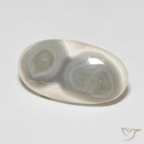 Ágata Blanco crema natural de 16.39 ct, Ovalada, Opaco