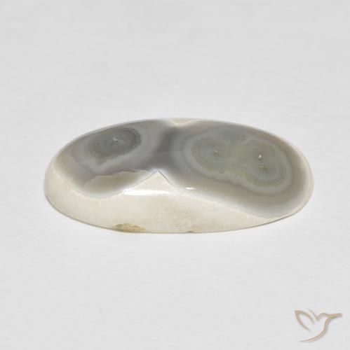 Ágata Blanco crema natural de 16.39 ct, Ovalada, Opaco