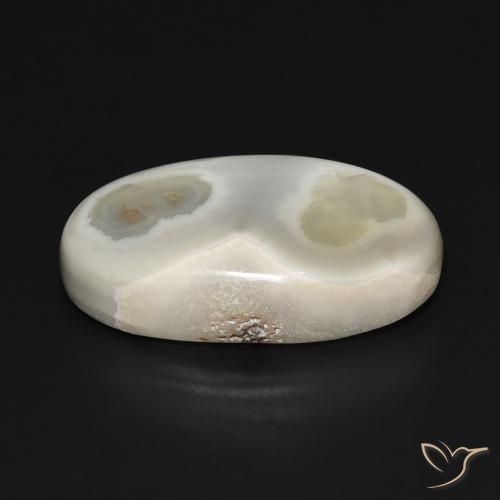 Ágata Blanco cálido natural de 29.67 ct, Ovalada, Opaco