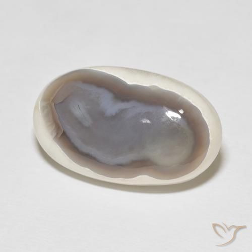 Ágata Blanco multicolor natural de 22.38 ct, Ovalada, Opaco