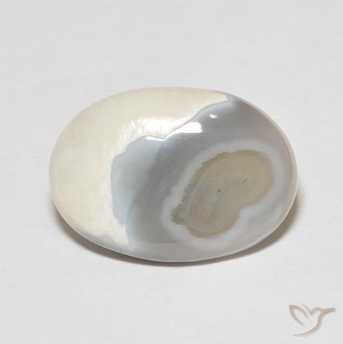 8.92ct Natural Blanco multicolor Ágata, Ovalada, Opaco