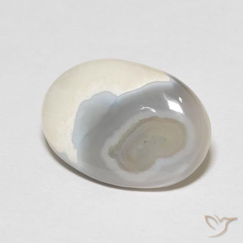 Ágata Blanco multicolor natural de 8.92 ct, Ovalada, Opaco